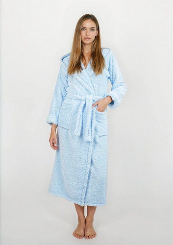 Diana długa Podomka Szlafrok Damski Dkaren - błękit