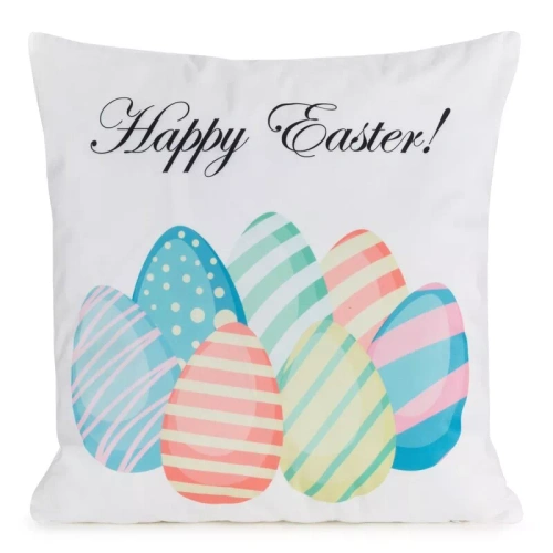 Eurofirany Wiosna 3 – poszewka wielkanocna dekoracyjna niebieska pisanki welurowa 