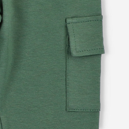 BOB-0010 Bojówki chłopięce z dzianiny dresowej By o Baby zielony