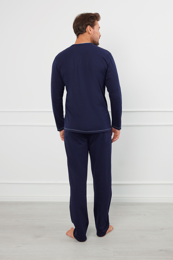 Salomon Piżama Męska długi rękaw, długie spodnie Italian Fashion - granatowy/niebieski
