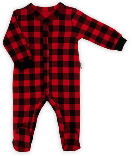 163517 Pajacyk niemowlęcy "Magia Świąt" Nicol - kratka: czarny, czerwony