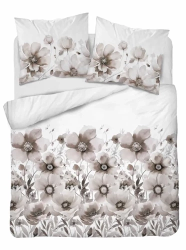 4923 B Home Satin Pościel satynowa kwiaty  Detexpol beżowy