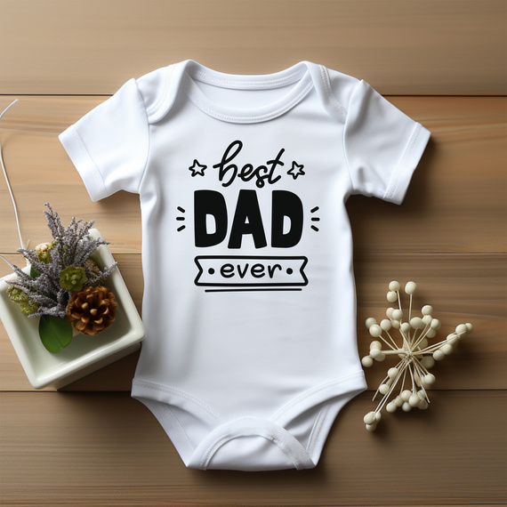 SKU A035 "Best dad ever" Body krótki rękaw Moocha biały