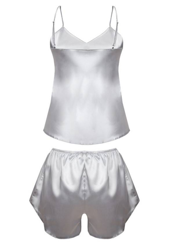 Karen Komplet piżamka damska satyna DKaren - srebrny