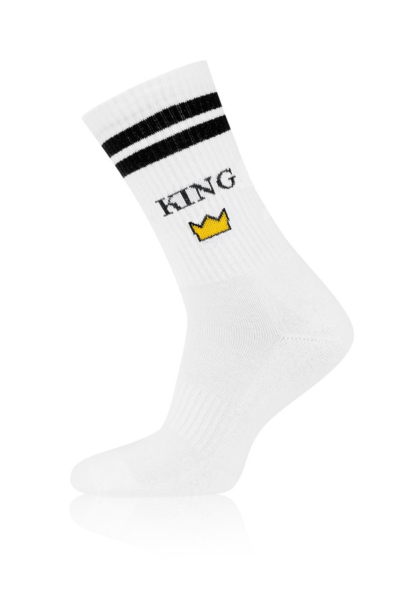 Skarpetki Męskie Italian Fashion S197D KING Długie Białe Półfrotte