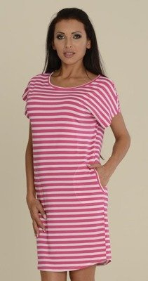 539 Jovite koszula nocna kr. rękaw - malina+biały