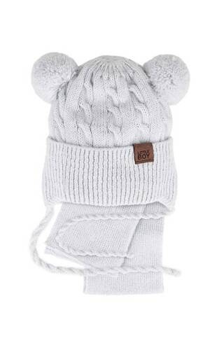 48-313 Komplet czapka+szalik AJS jasny szary