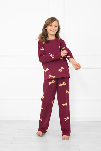 Kwadro Piżama dziewczęca Italian Fashion – bawełna, długie rękawy, kokardki