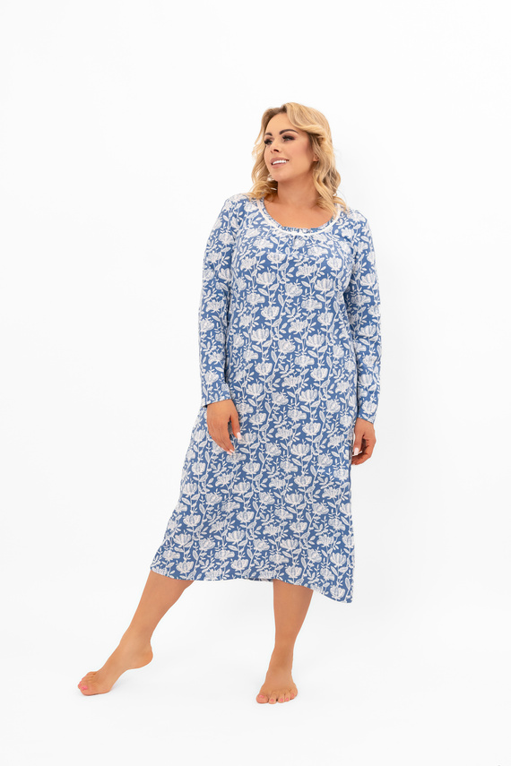 Koszula nocna damska Boma – długi rękaw, bawełna Italian Fashion