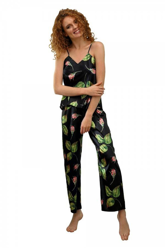 DK-KI Flowers Komplet Damski Piżama DKaren - 8 czarny