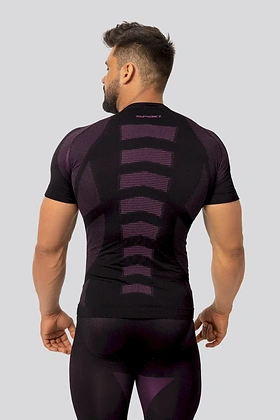Brubeck Breeze 2.0 męska koszulka termoaktywna Nilit Breeze krótki rękaw Black/Purple