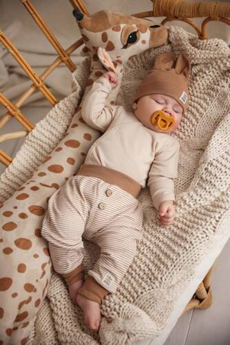 03244DRG "Giraffe" Body niemowlęce z długim rękawem Makoma gładkie beżowy