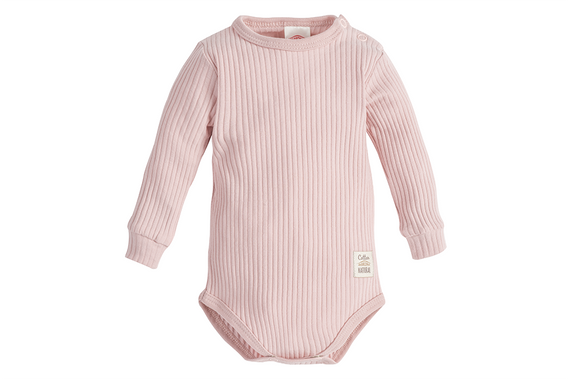 03234DRP "Natural Harmony" Body niemowlęce z długim rękawem Makoma pudrowy róż 