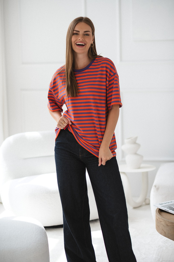 Mamahood T-shirt ciążowy i do karmienia Milk&Love fioletowo-pomarańczowe– wygodny i stylowy