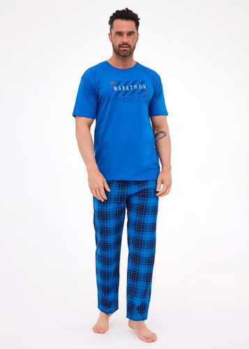 134/303 Marathon 3 Piżama męska bawełniana Cornette cobalt– krótki rękaw, komfortowy zestaw