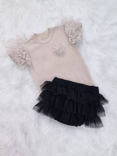 Inez Body z krótkim rękawem Bambarillo beżowy