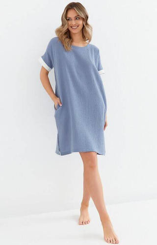 133 Koszula nocna muślinowa Cana- niebieska