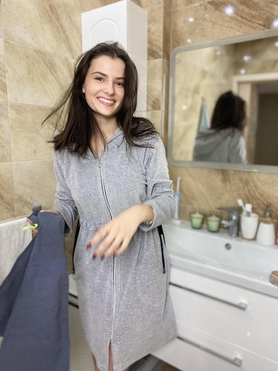 498 Macarena II Szlafrok damski Krótki Forex - jasny melanż