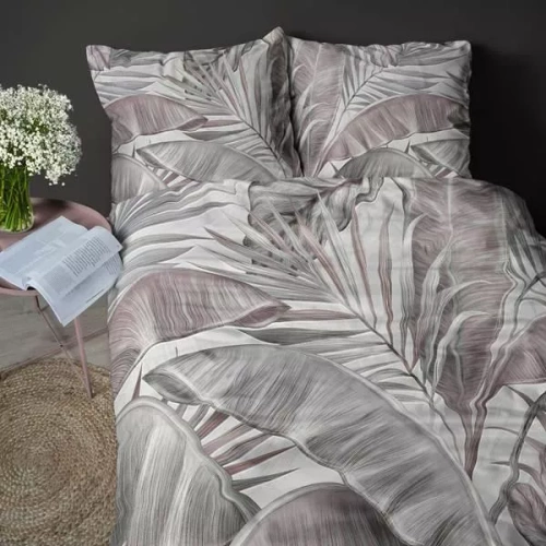 5435 A Pościel 3D z mikrofibry Tropikalne Liście Pudrowa – Detexpol