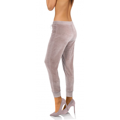 Welur Spodnie dresowe damskie Sesto Senso brudny róż