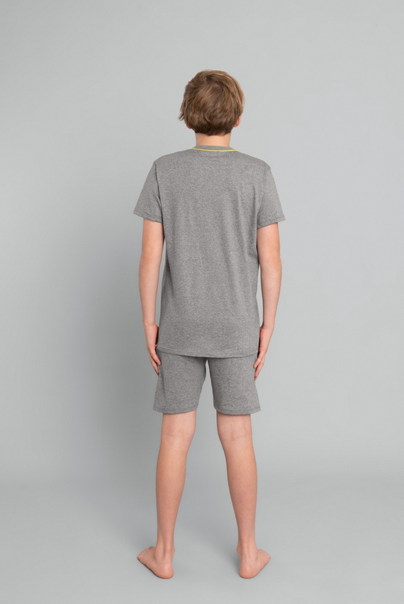 Crazy Piżama chłopięca krótki rękaw, spodnie Italian Fashion- średni melanż