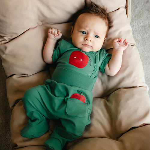 Body niemowlęce Eevi Snack Time krótki rękaw bawełna elastyczne-zielone