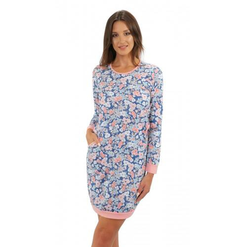 Awa Long Koszula nocna Sesto Senso morela kwiaty