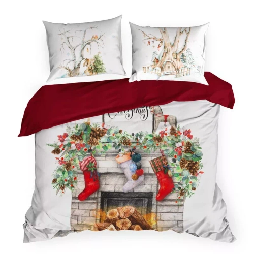 Pościel świąteczna Charming Eurofirany kominek 100% bawełna 105 g/m²