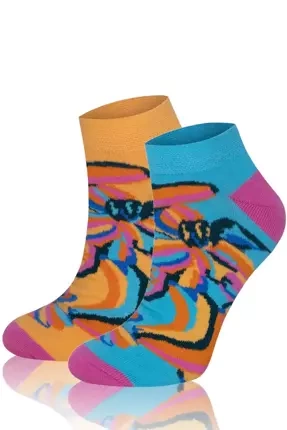 S141S Zanzi Skarpetki stopki Italian Fashion - tuskusowy/żółty/różowy