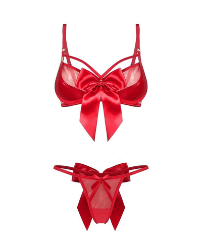 Obsessive Gifty Red 2-PCS Czerwony Komplet z Fiszbinami + Stringi