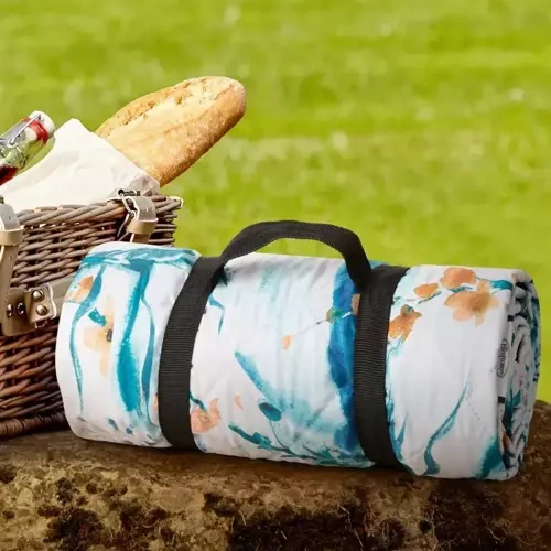 Kwiaty Koc piknikowy Eurofirany turkusowy