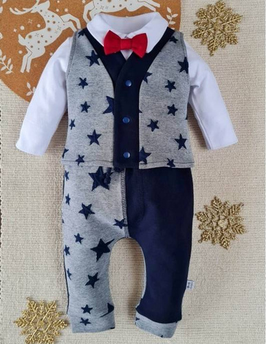 410GW Little Gentleman Spodnie W Gwiazdki Marija - szary granatowy