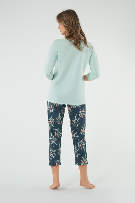 Julietta Piżama Damska 3/4rękaw, 7/8 spodnie Italian Fashion - pistacjowy/druk 