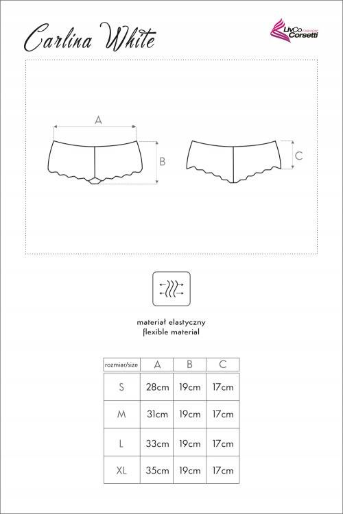 Carlina White LC 6072 Koronkowe szorty damskie LivCo Corsetti Fashion biały