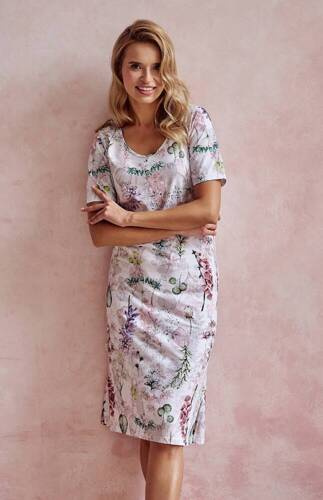 3124 Olive Koszula nocna Taro-biały kwiaty