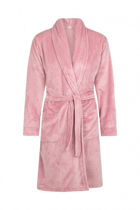 Żona + Korona Szlafrok damski polarowy ByShelly - brudny róż/złoty