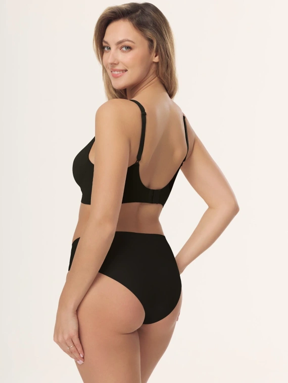 Biustonosz Silvia L070 Mefemi bez fiszbin bezszwowy modelujący second skin-czarny
