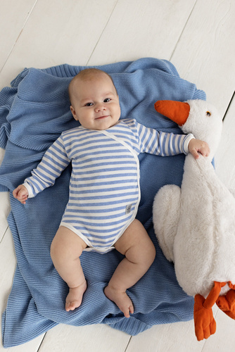 03247N "Greco": Body dzidziuś z długim rękawem Makoma niebieski