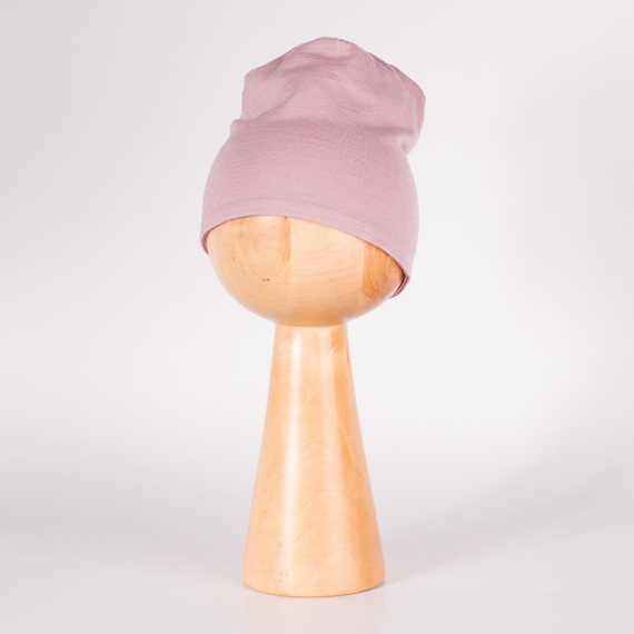 229100 Nicol Czapka Merino 100% wełna dziecięca dwuwarstwowa- pudrowy róż 