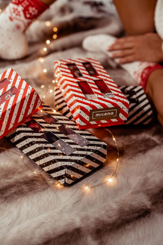 Zestaw świąteczny damski Milena 0811.017 – bawełniane 3 pary skarpet w pudełku