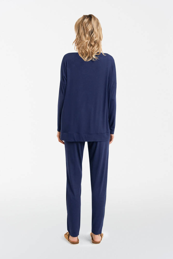 Akord Komplet damski długi rękaw, długie spodnie Italian Fashion - granatowy