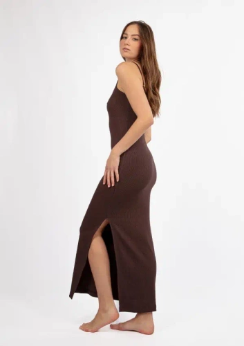 DK-K-P7 Sukienka bawełniana DKaren - czekoladowa