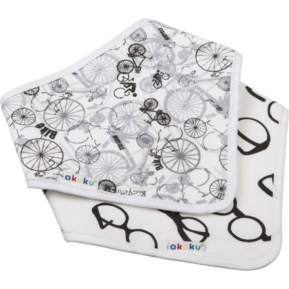 ALA1474 Śliniak rzep-chusteczka Akuku biały-czarny