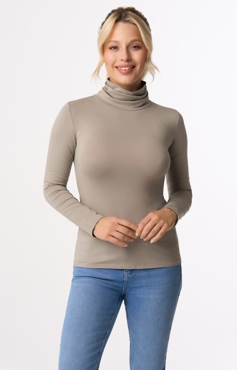 Beverly Bluzka damska z golfem Babell - oliwkowa