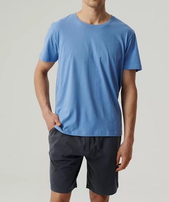 NMP-379 Piżama męska krótki rękaw, Atlantic-niebieski grafitowy