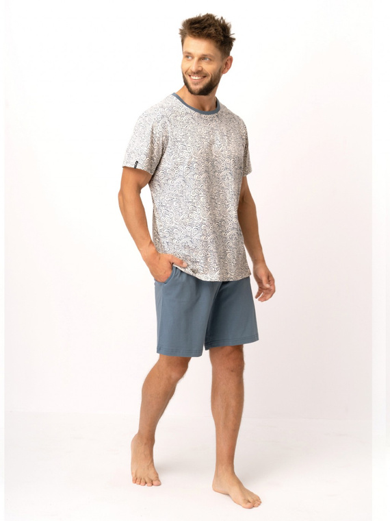 MNS 748 Piżama Męska Key - ecru- jeans
