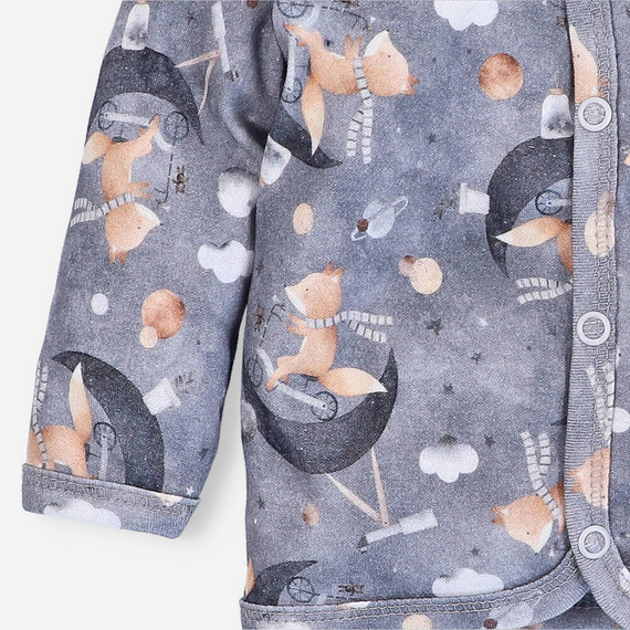 ABN-4627/LIS Space Tour Kaftanik niemowlęcy z bawełny organicznej Nini niebieski