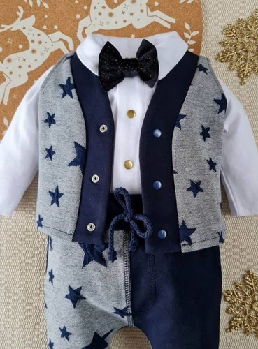 430GW Little Gentleman kamizelka w gwiazdki dla chłopca Marija - szary