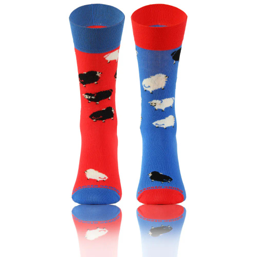 Baranki Owieczki Skarpety długie finest cotton dwie różne Sesto Senso niebieski  