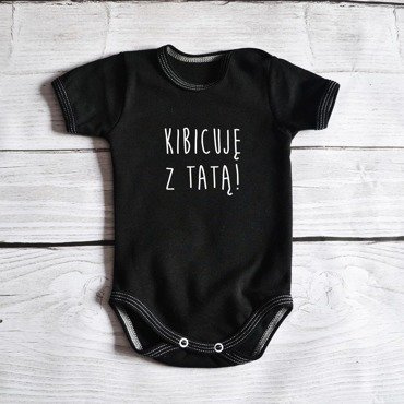 Body krótki rękaw "Kibicuję z tatą" Moocha czarne